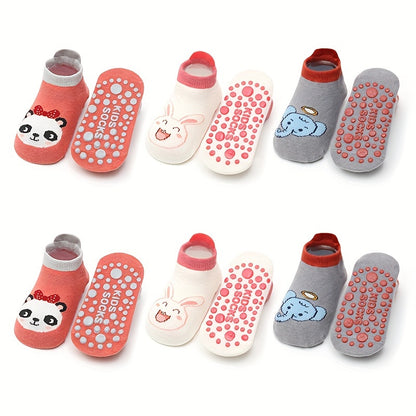 6 Pairs of Cute Cartoon Animal Patterned Socks for Babies, Non-Slip Socks for Boys And Girls, Ideal for Toddlers on The Floor