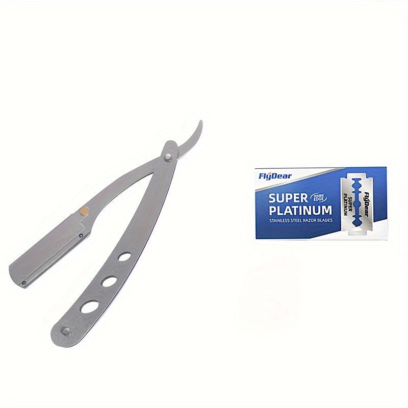Set of Men'S Straight Razors with Folding Design for Shaving And Hair Removal, Complete with Blades