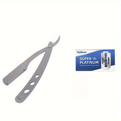 Set of Men'S Straight Razors with Folding Design for Shaving And Hair Removal, Complete with Blades