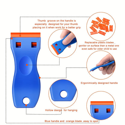 Plastic Razor Scraper and Scraper, Label Removal Tool, for Scratch-Free Plastic Razor Scraper, Adhesive Remover for Window Glass Stickers, Gaskets and Paint