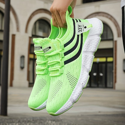 New Popcorn Sole Men's Shoe High Elasticity Flying Weaving Mesh Surface Ultra Light Running Shoe Thin Mesh Sports Shoe