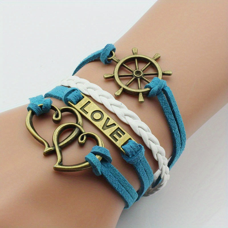European and American Fashion Jewelry Owl Heart Number 8  Braided Bracelet