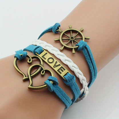 European and American Fashion Jewelry Owl Heart Number 8  Braided Bracelet
