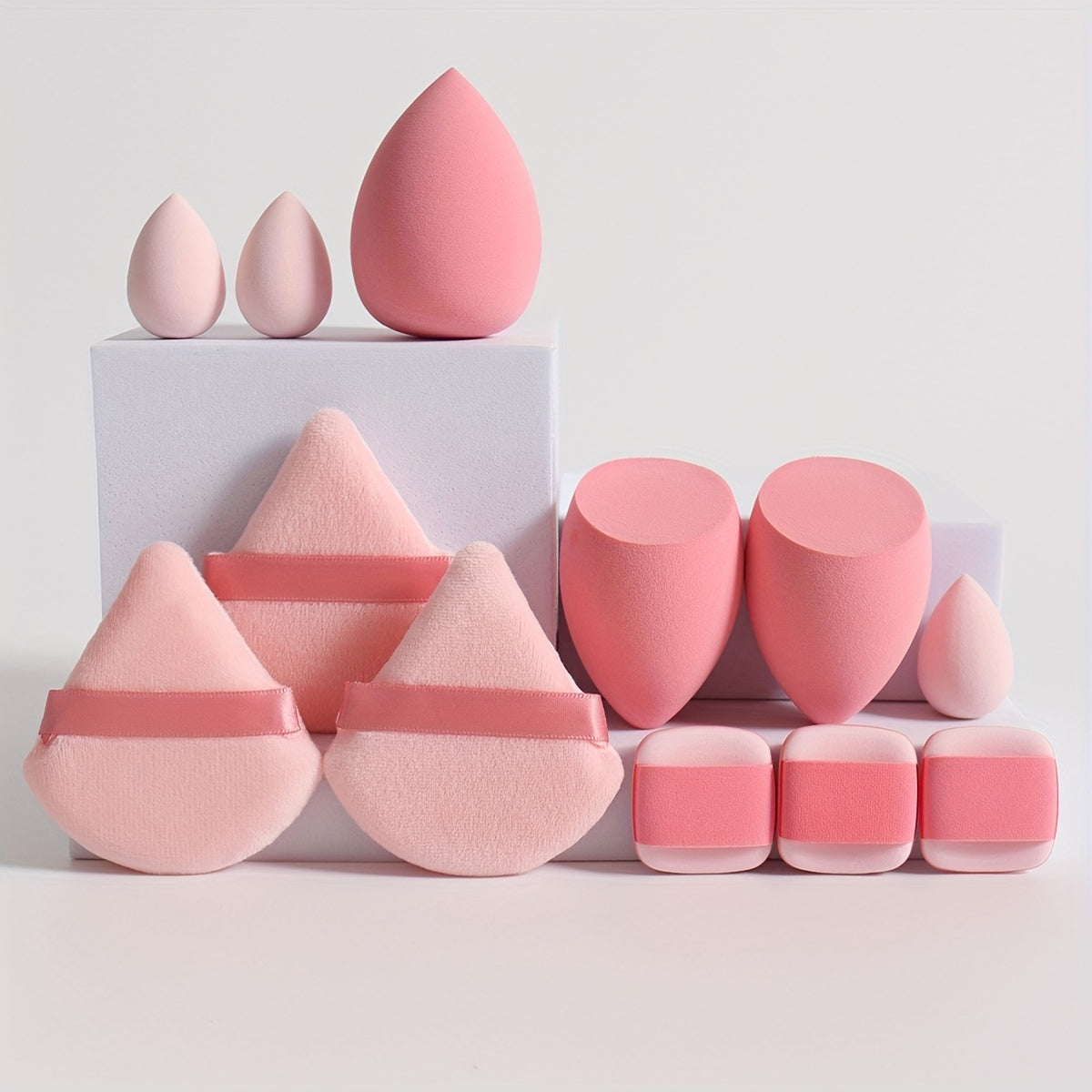 12pcs All-In-One Makeup Sponge Set, Consists of 3 Loose Powder Puffs, 3 Puffs, 3 Makeup Sponges And 3 Makeup Sponges. Foundation Blending Beauty Sponge, Liquid, Cream And Powder Flawless, Latex-Free Wet And Dry Dual-Use Foundation Makeup Cream