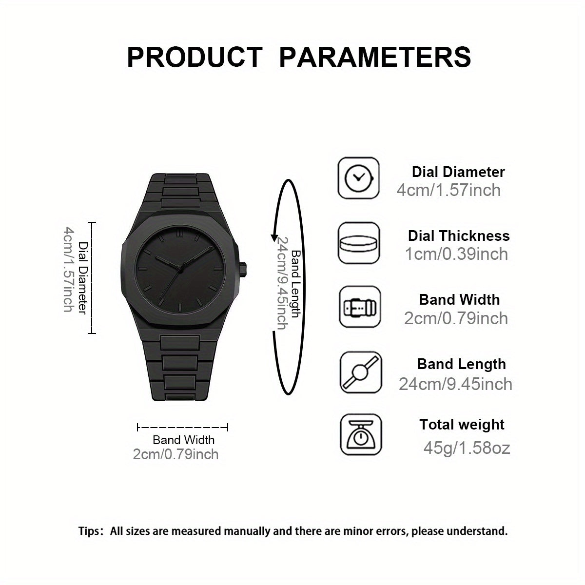 [Affordable Luxury Watch] 1pc Minimalist Modern Black Quartz Watch - Men's Women's Adjustable Strap, Everyday Casual & Formal Wear, Perfect Gift for Birthdays, Graduation, Couples - Affordable Luxury Watch for Him/Her, Back to, Creative Design