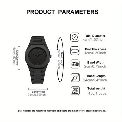 [Affordable Luxury Watch] 1pc Minimalist Modern Black Quartz Watch - Men's Women's Adjustable Strap, Everyday Casual & Formal Wear, Perfect Gift for Birthdays, Graduation, Couples - Affordable Luxury Watch for Him/Her, Back to, Creative Design