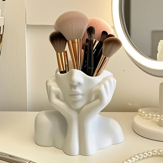 ins style abstract face pen holder ornament artistic sense office desktop decoration shelf makeup brush storage cylinder