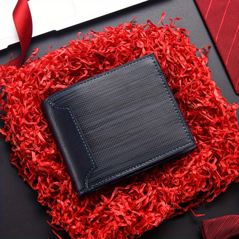 Men's Casual PU Leather Wallet With Card Slots, Zipper Coin Purse, Money Clip Christmas Gift