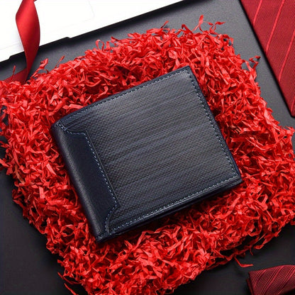 Men's Casual PU Leather Wallet With Card Slots, Zipper Coin Purse, Money Clip Christmas Gift