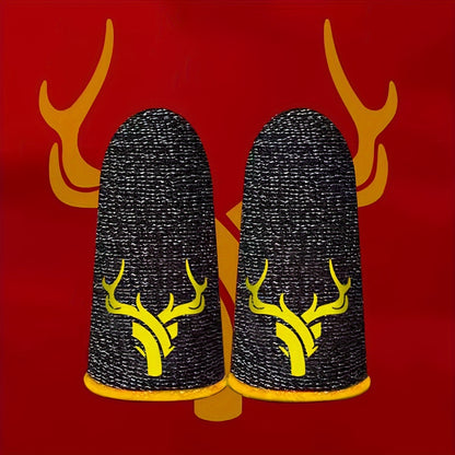 Gaming Finger Sleeves - Breathable Antlers Sweat-proof Touch Screen Thumb And Finger Sleeves For Pubg Mobile Game Silvery Fiber 1 Pair - Fabric Knit Fabric