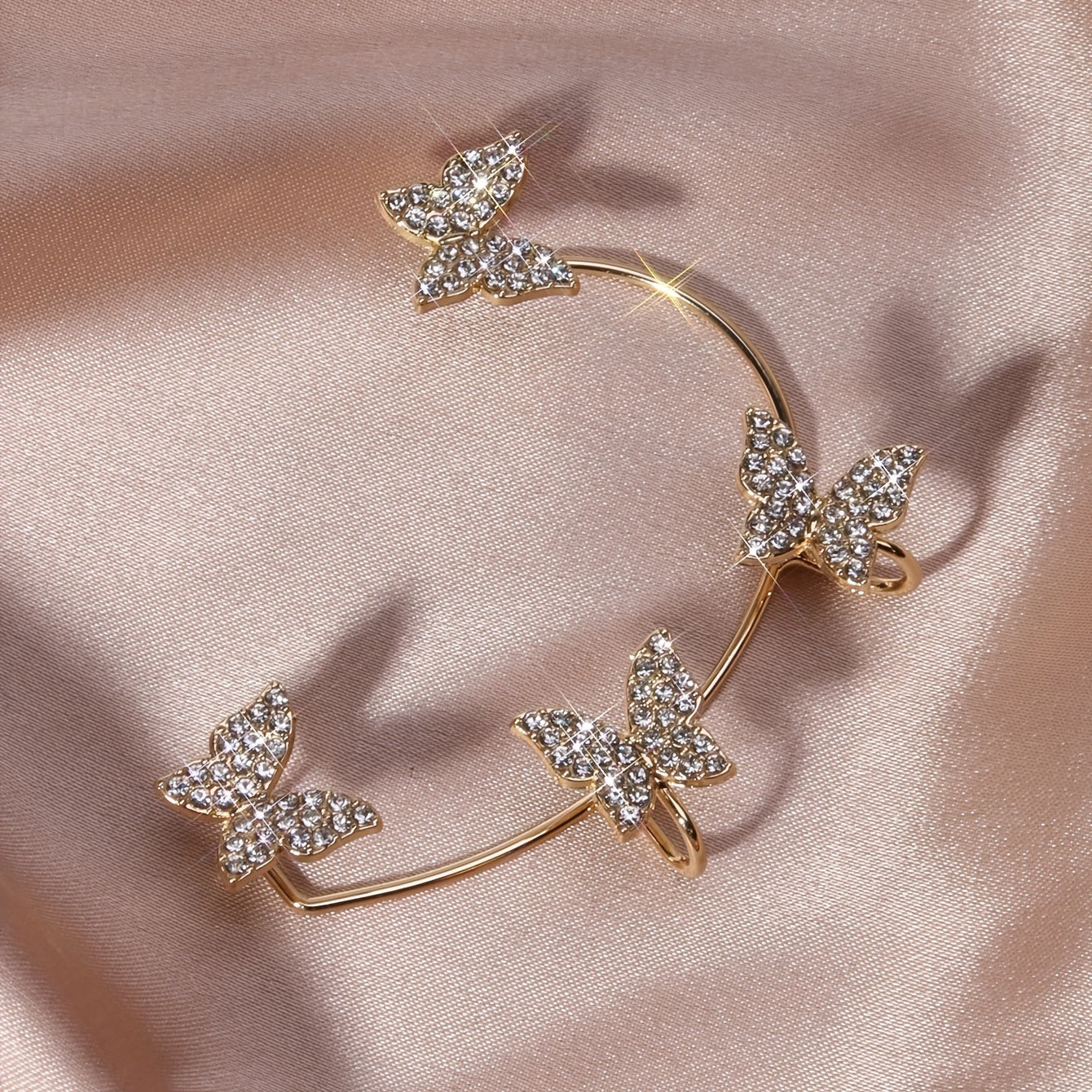 French-style Golden Sparkling Butterfly Luxury Butterfly Earrings