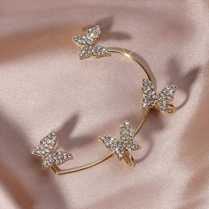 French-style Golden Sparkling Butterfly Luxury Butterfly Earrings