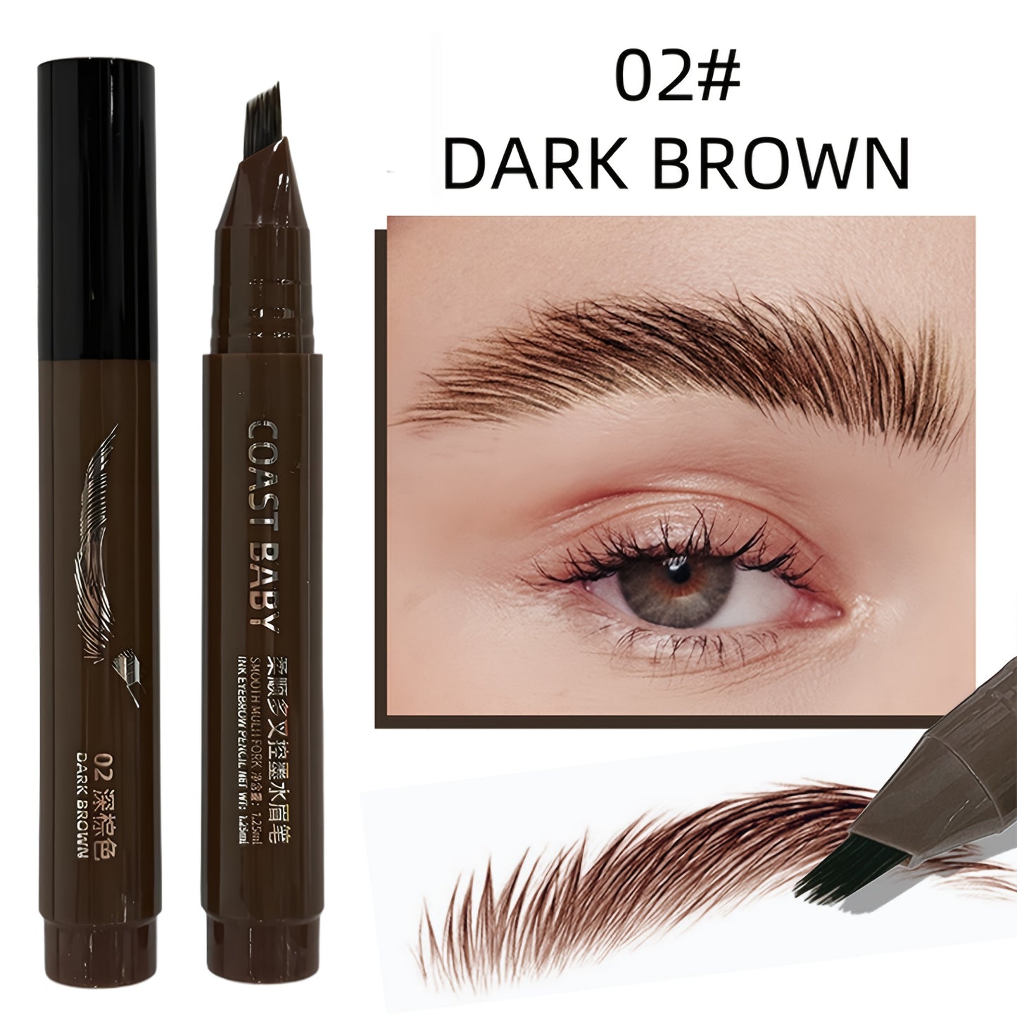 Dual-Effect Quick-Result Waterproof Eyebrow Pencil: Multi-branch Brush Head Design for Defining Each Eyebrow Hair with a Single Stroke + Precise Hairline Filling. Waterproof, Long-lasting Color That Resists Smudging. Three-dimensional Hair-like Flow