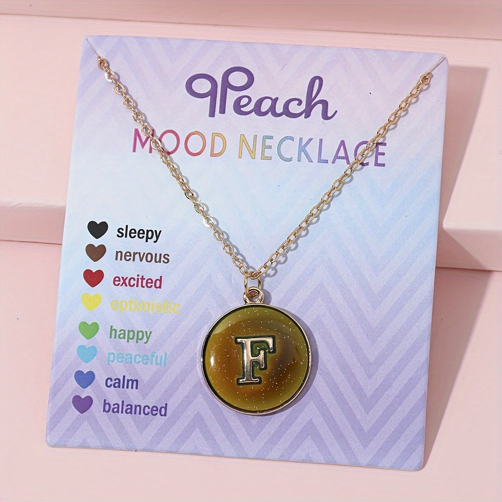 1pc of Temperature-Sensitive Color-Changing Letter Pendant Novelty Oil Drop Necklace (Color Changes with Temperature)