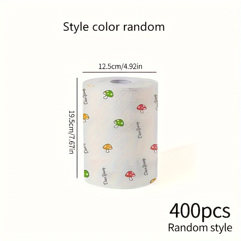Efficient" 400-Sheet Roll of Disposable Kitchen Towels - Washable,  & Wet Use, Degreasing Cloths for Household Cleaning (Assorted Styles) lazy rag kitchen paper towels Kitchen tissues lazy cloth Cleaning supplies