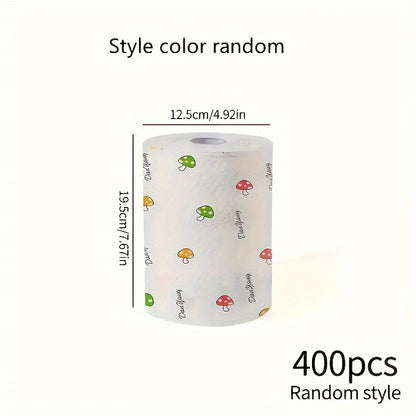 Efficient" 400-Sheet Roll of Disposable Kitchen Towels - Washable,  & Wet Use, Degreasing Cloths for Household Cleaning (Assorted Styles) lazy rag kitchen paper towels Kitchen tissues lazy cloth Cleaning supplies