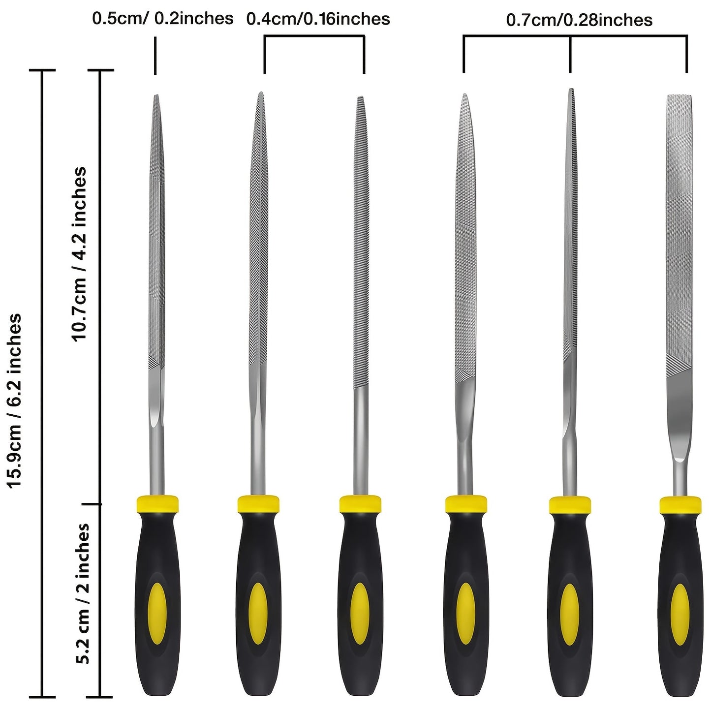 [Needle File Set] Set Of 6, Needle File Kit, High Temperature Quenching File With Rubber Handle, 6 Shapes