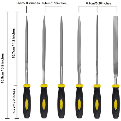 [Needle File Set] Set Of 6, Needle File Kit, High Temperature Quenching File With Rubber Handle, 6 Shapes