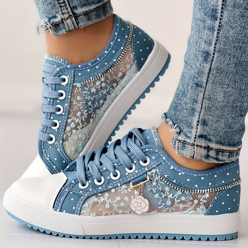 Mesh Women's Summer Student Skate Shoes, Korean Style Hollow-Out Shoes, Women's Casual Flat Shoes, Women Shoes, Sneakers