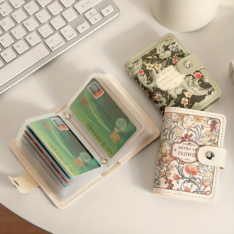Ladies' Credit Card Holder with Multiple Slots, Exquisite Large Capacity Compact Wallet for Cards and IDs, Driver' License All-in-One Business Card Case