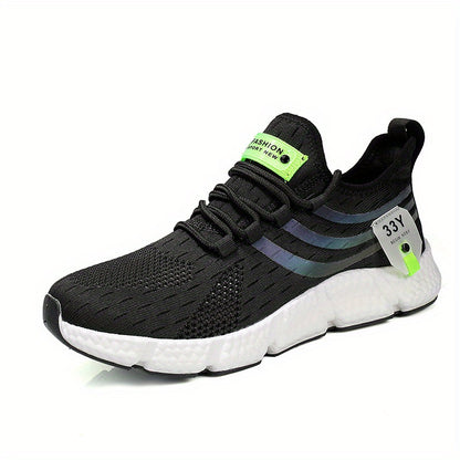 New Popcorn Sole Men's Shoe High Elasticity Flying Weaving Mesh Surface Ultra Light Running Shoe Thin Mesh Sports Shoe
