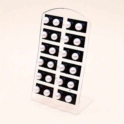[Elegant Pearl Earrings] 12 Pairs Colorful Faux Pearl Elegant Stud Earrings | Resin Jewelry Minimalist Style Trendy Female Gift Daily Casual