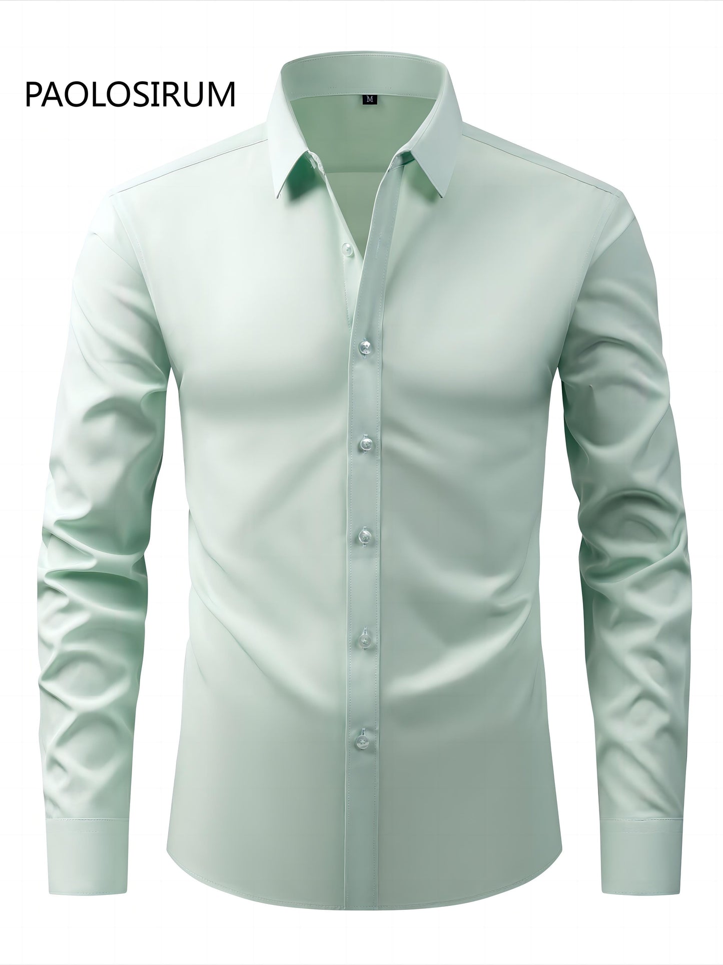 2025 New Men'S Business Slim-Fit Long-Sleeve Shirt, Wrinkle-Free, Elastic, And Made of Cool .
