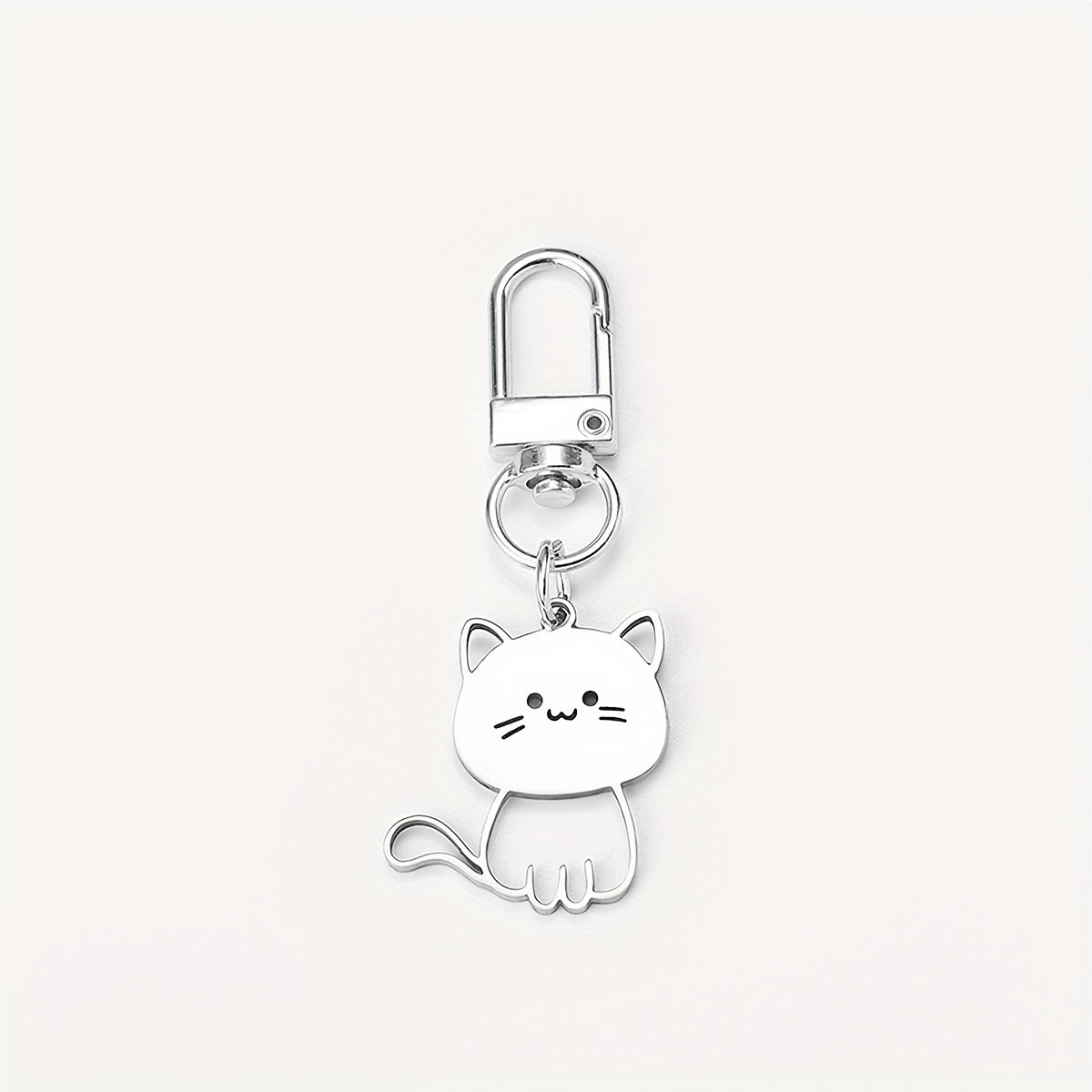 "1 new Japanese-style stainless steel keychain for cats, cute cat pendant, couple key chain pendant"