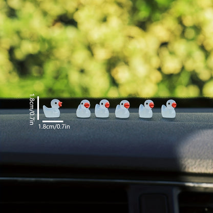 6pcs Glow-in-the-Dark Little Duck Fluorescent Duck Cute Car Interior Decoration Center Console Decor