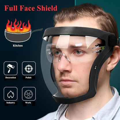 Protective Face Mask, Transparent Face Shield, Full Face Mask, Work Protective Outdoor Heating Household Kitchen Tool
