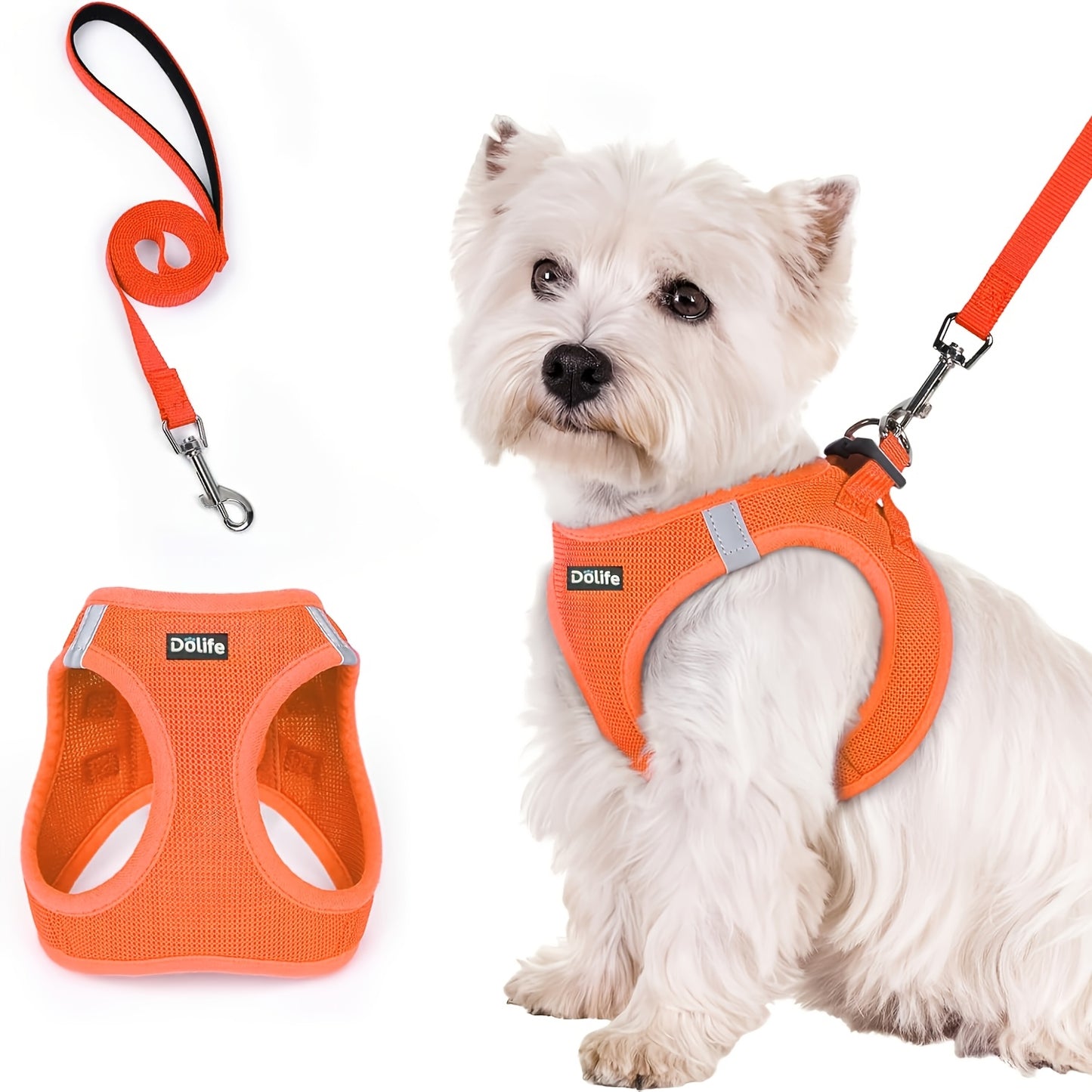 [Dog Harness & Leash] Step-In Dog Harness And Leash Set, All-Weather Breathable Mesh, Reflective, Soft And Lightweight Pet Vest, Suitable for Small Dogs And Puppies, Without Battery