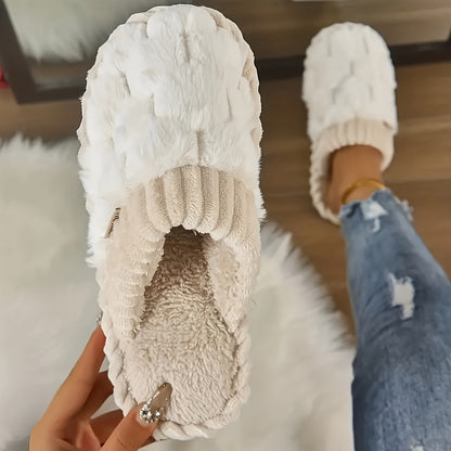 Women's Simple and Stylish Indoor Home Comfortable Non-Slip Warm Soft-Soled Quiet Fuzzy Slippers, Women Shoes