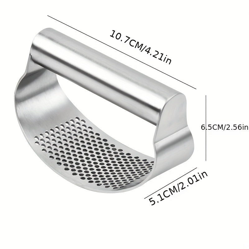 [Garlic Crusher] 1pc Stainless Steel Garlic Press - Manual Garlic Crusher with Ergonomic Handle, Durable Kitchen Tool for Crushing Garlic, No Electricity Needed, Easy to Clean, Perfect for Home Cooking, Garlic Crusher for Kitchen, Cooking Essentials, Slee