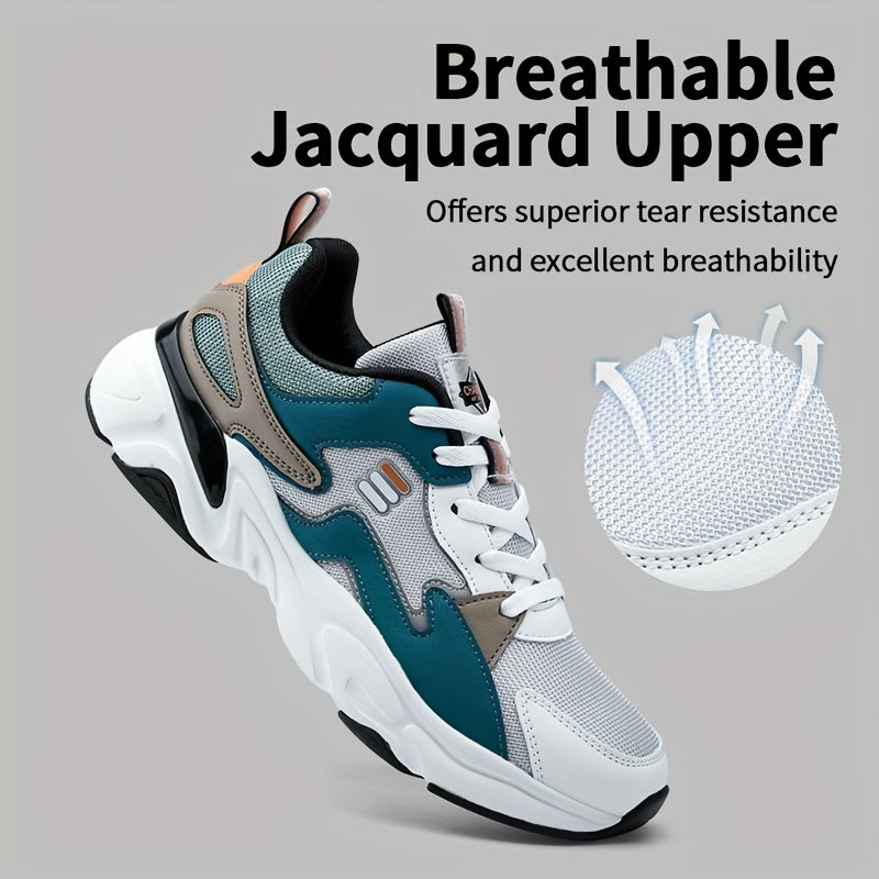 New Men's Casual Shoes, Breathable Trendy Design, Thick-Soled Sneakers with Laces, Lightweight, Versatile, Fashionable, Suitable for Outdoor, Casual, Daily Wear, Running, Sports, and Everyday Comfort