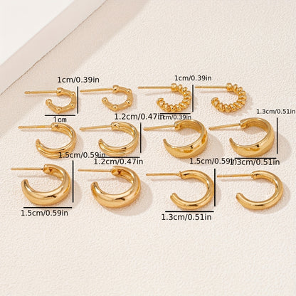 Zinc Alloy Simple Hoop Earrings for Daily Wear Dating Ear Jewelry Decor