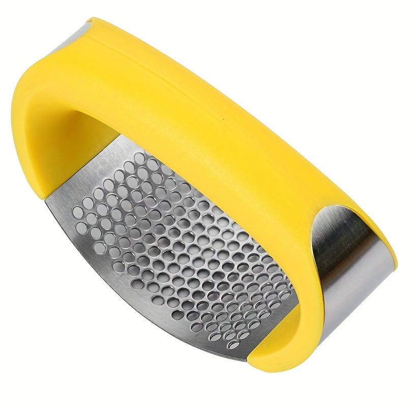 [Garlic Crusher] 1pc Stainless Steel Garlic Press - Manual Garlic Crusher with Ergonomic Handle, Durable Kitchen Tool for Crushing Garlic, No Electricity Needed, Easy to Clean, Perfect for Home Cooking, Garlic Crusher for Kitchen, Cooking Essentials, Slee