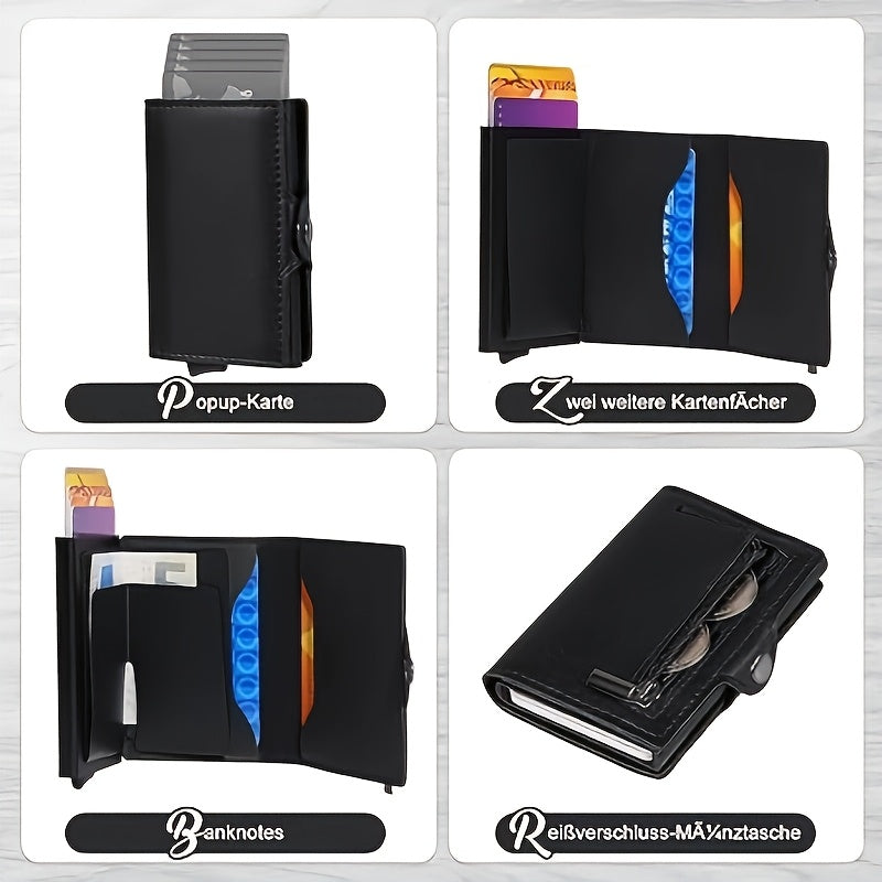 Carbon Fiber Card Clip Wallet Ultra-Thin Aluminum Pop-Up Bank Card Box Rfid-Proof Money Wallet Metal Aluminum Box Card Clip Wallet