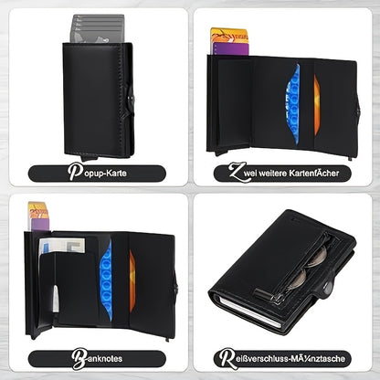 Carbon Fiber Card Clip Wallet Ultra-Thin Aluminum Pop-Up Bank Card Box Rfid-Proof Money Wallet Metal Aluminum Box Card Clip Wallet
