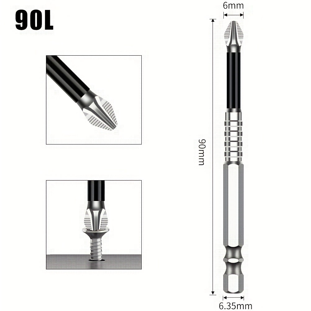 High Hardness Metal JGZUI S2 Strong Magnetic Precision Screwdriver Bits - Non-Slip Cross Torx, No Battery Required, Magnetic Tip for Electric Drills