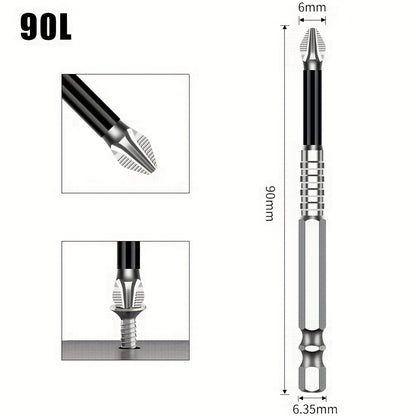 High Hardness Metal JGZUI S2 Strong Magnetic Precision Screwdriver Bits - Non-Slip Cross Torx, No Battery Required, Magnetic Tip for Electric Drills