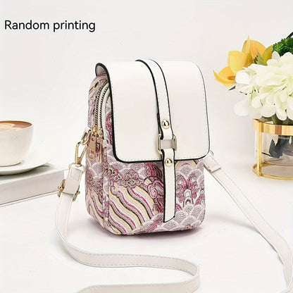 Small Bag Women's Bag 2024 New High-end Light Luxury Print Multi-layer Mobile Phone Bag Mini Niche Versatile Practical Color Single Shoulder Bag Crossbody Bag