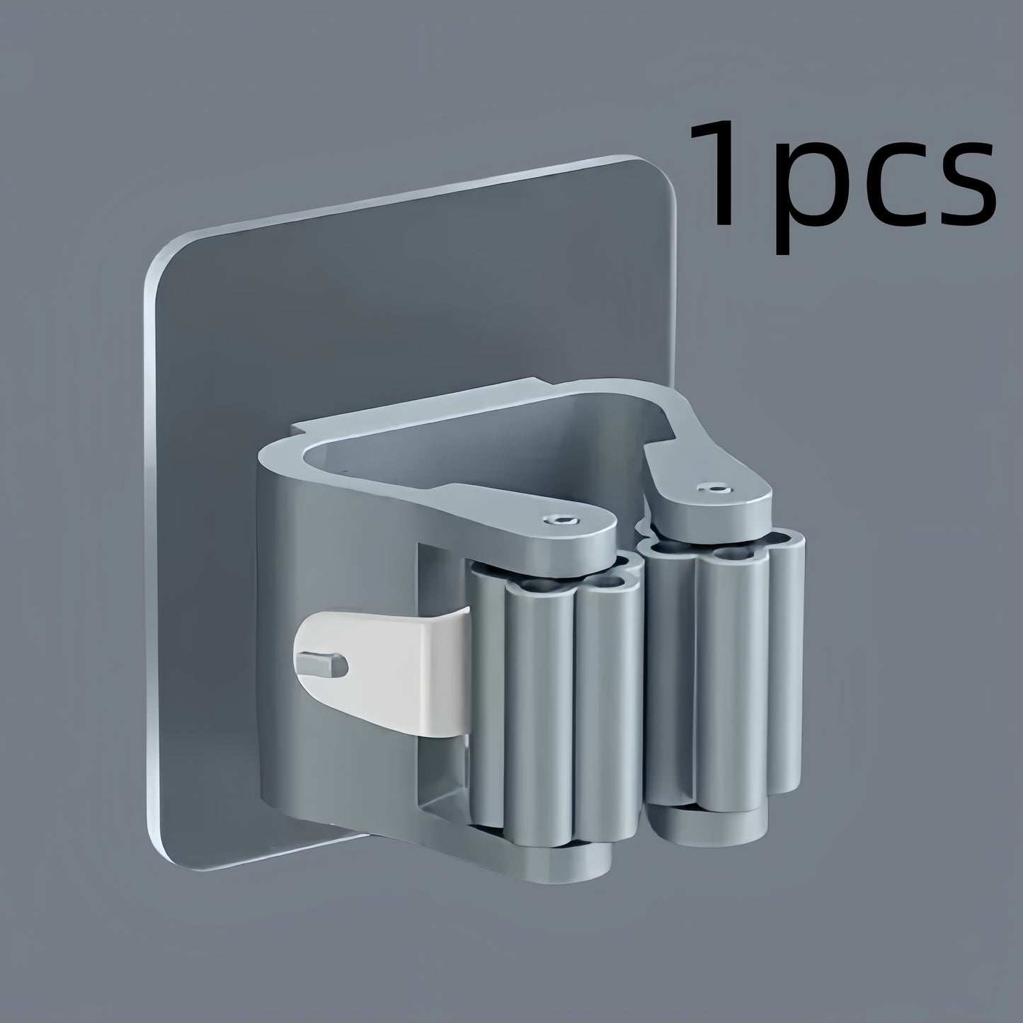 1/2/3-Pack Heavy-Duty No-Drill Adhesive Wall-Mounted Mop & Broom Holder - Space-Saving Bathroom Organizer with Strong Adhesive Clips, Durable Plastic Storage Rack for Toilet Brush, Mop, Broom - Modern Minimalist Design for Small Spaces, Bathroom Storage,