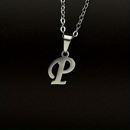 Stainless Steel Minimalist 26 Letter Pendant Necklace Unisex Gift