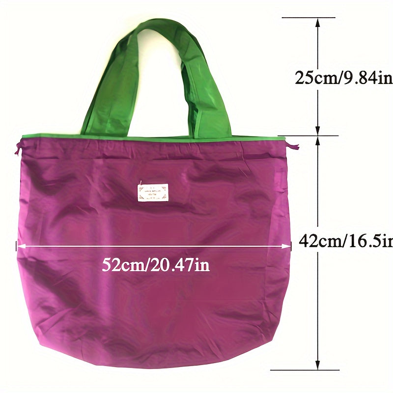 Large Reusable Women's Drawstring Tote Bag, Foldable Shoulder Shopping Bag with Washable Design for Grocery Shopping
