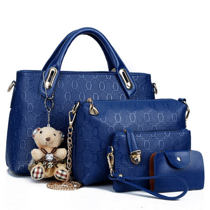 New Fashion Casual Bear Four-Piece Set: Shoulder, Crossbody, and Handbag for Women