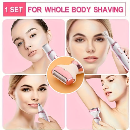 Rechargeable Electric Razor For Women - Lady Electric Shaver For Face, Nose, Legs And Underarm, Bikini Trimmer For Women Painless, Hair Razor Rechargeable & Portable Grooming Kit