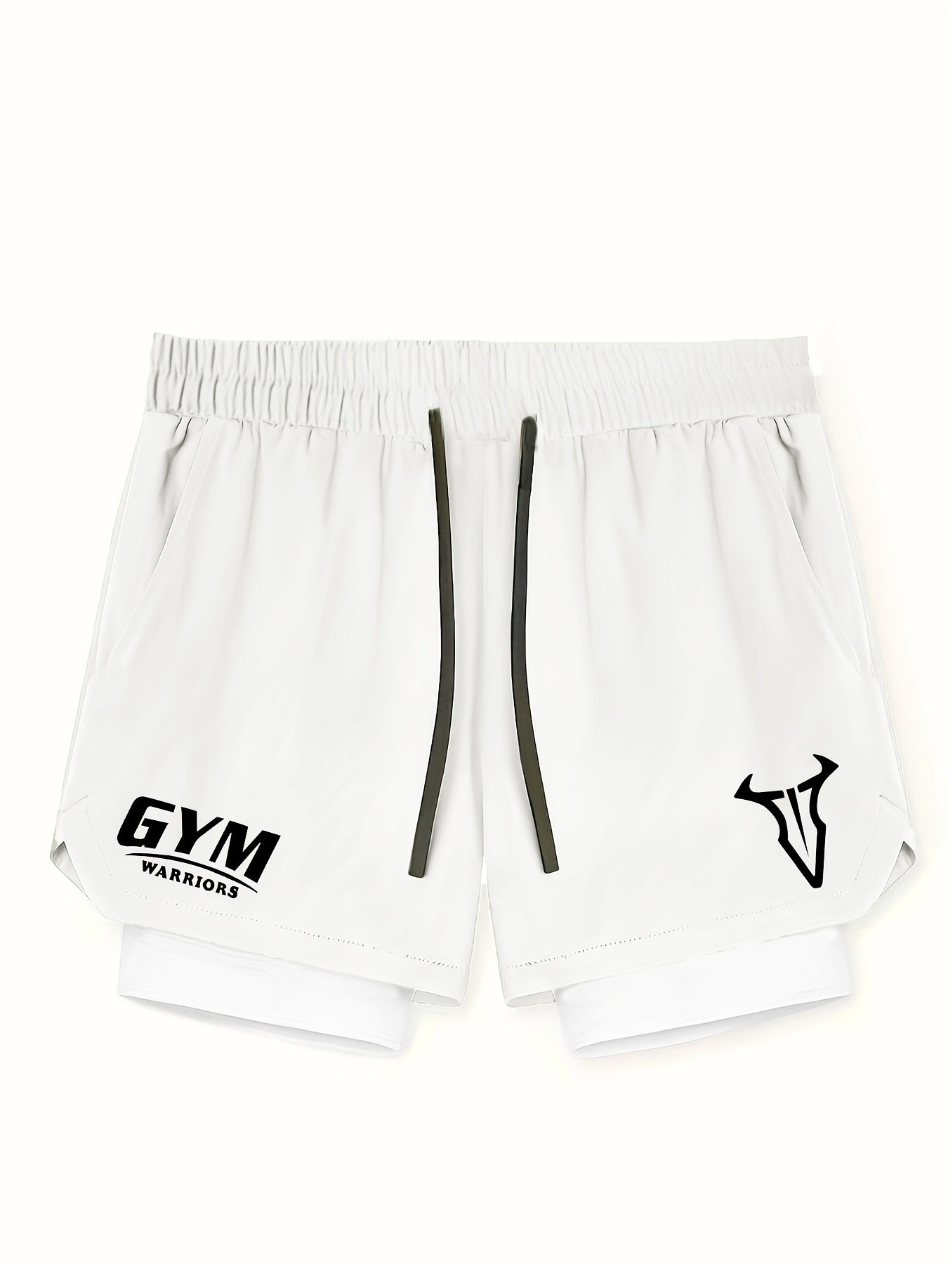 2-in-1 Double Layer Shorts With Inner Pocket, Men's Quick Dry Sports Shorts For Summer Gym Workout Training