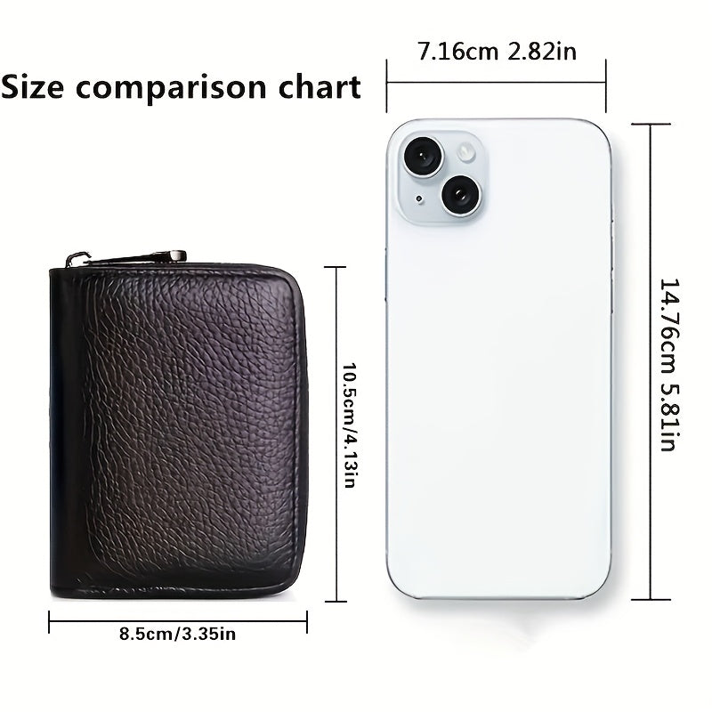 Ultra-Thin Men's RFID Anti-Theft Imitation Leather Wallet-20 Card Slots 2 ID Cards, Secure Zipper Closure, Simple Design, Daily Business Use, Perfect Gift for Festivals and Special Occasions, Travel Accessories, Durable Craft