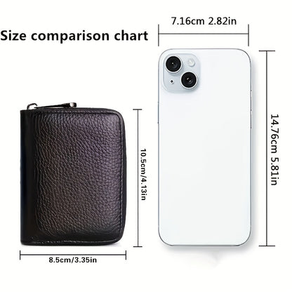 Ultra-Thin Men's RFID Anti-Theft Imitation Leather Wallet-20 Card Slots 2 ID Cards, Secure Zipper Closure, Simple Design, Daily Business Use, Perfect Gift for Festivals and Special Occasions, Travel Accessories, Durable Craft