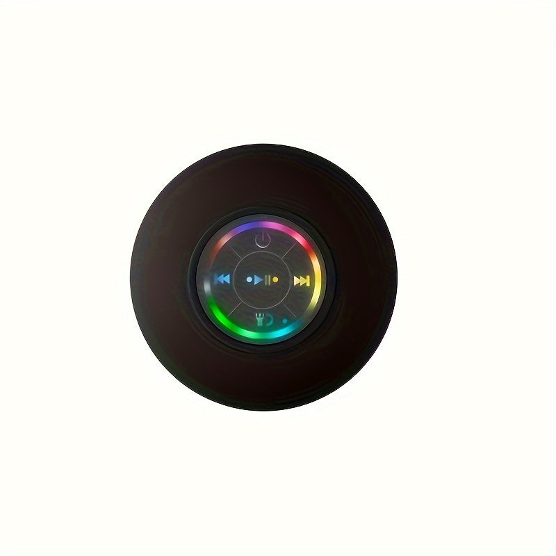Mini LED Bathroom Speaker, Compact Wireless Speaker with USB Charging, Battery, Button Control, And a Large Suction Cup Included
